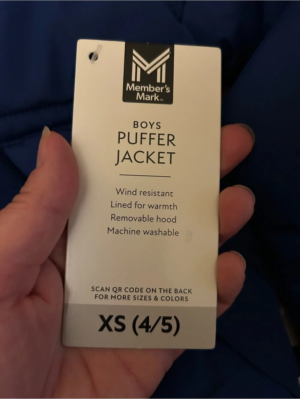 Kids Blue Hooded Puffer Jacket - Members Mark
